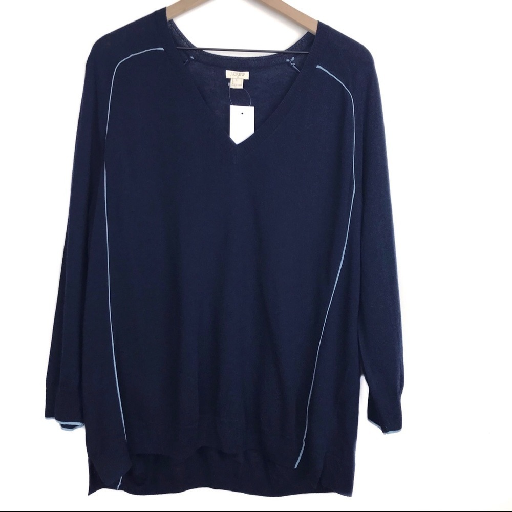 J.CREW FACTORY Tipped Draped V-Neck Sweater Top L NWT